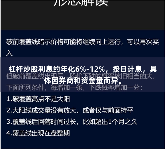 杠杆炒股利息约年化6%-12%,按日计息,具体因券商和资金量而异。